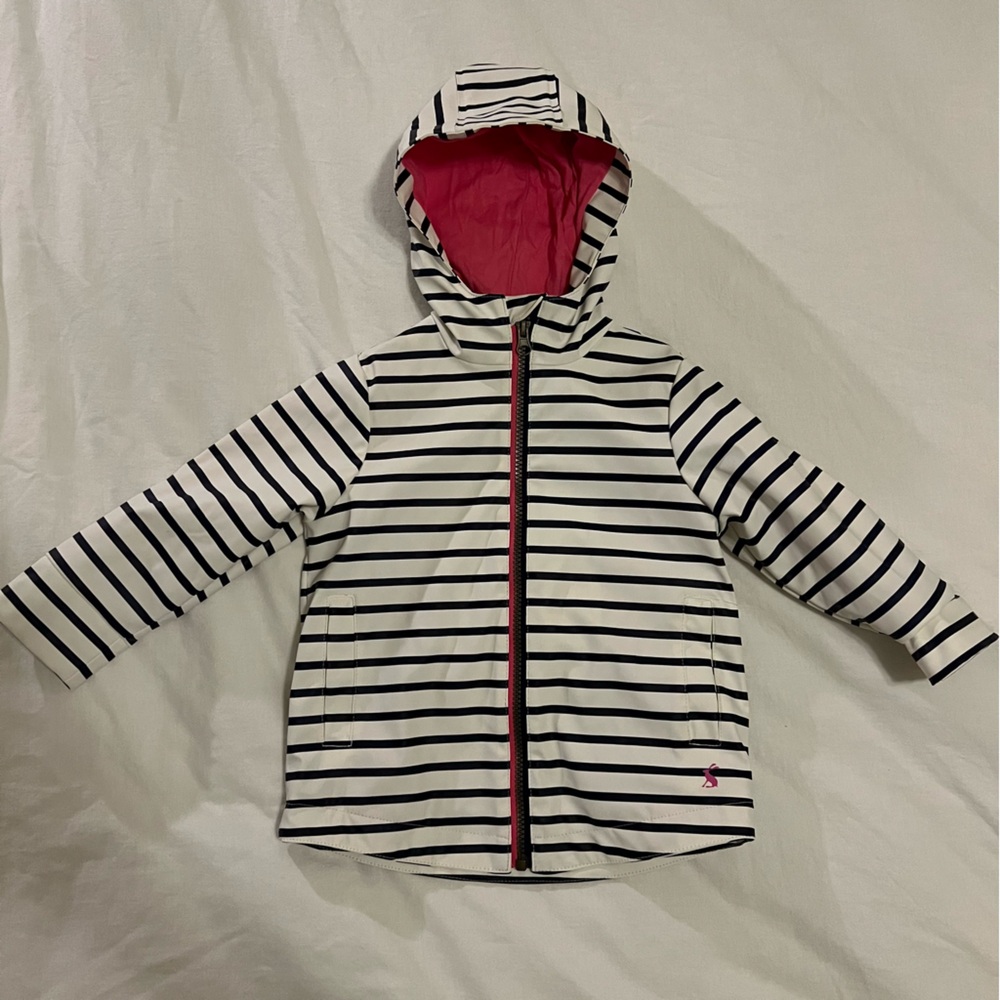 Joules Rain Dance Blue Print Stripe Jacket Sz-2T